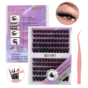 Pre-Glued Wide-Base Cluster Lashes with Shaped Adhesive Band Glueless Press On Lashes