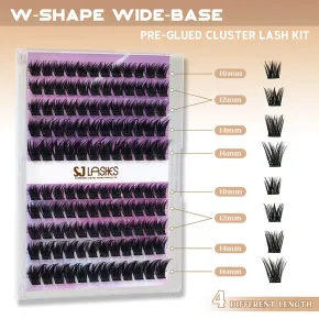Pre-Glued Wide-Base Cluster Lashes with Shaped Adhesive Band Glueless Press On Lashes