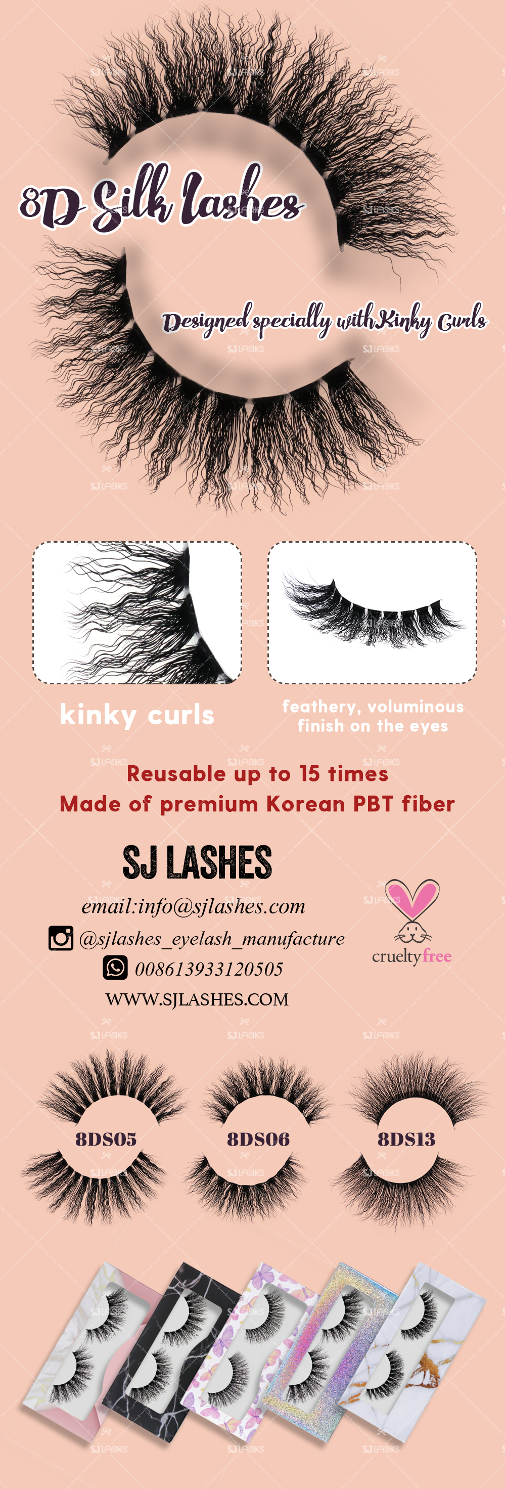 8D Vegan Silk Lashes with Kinky Curl