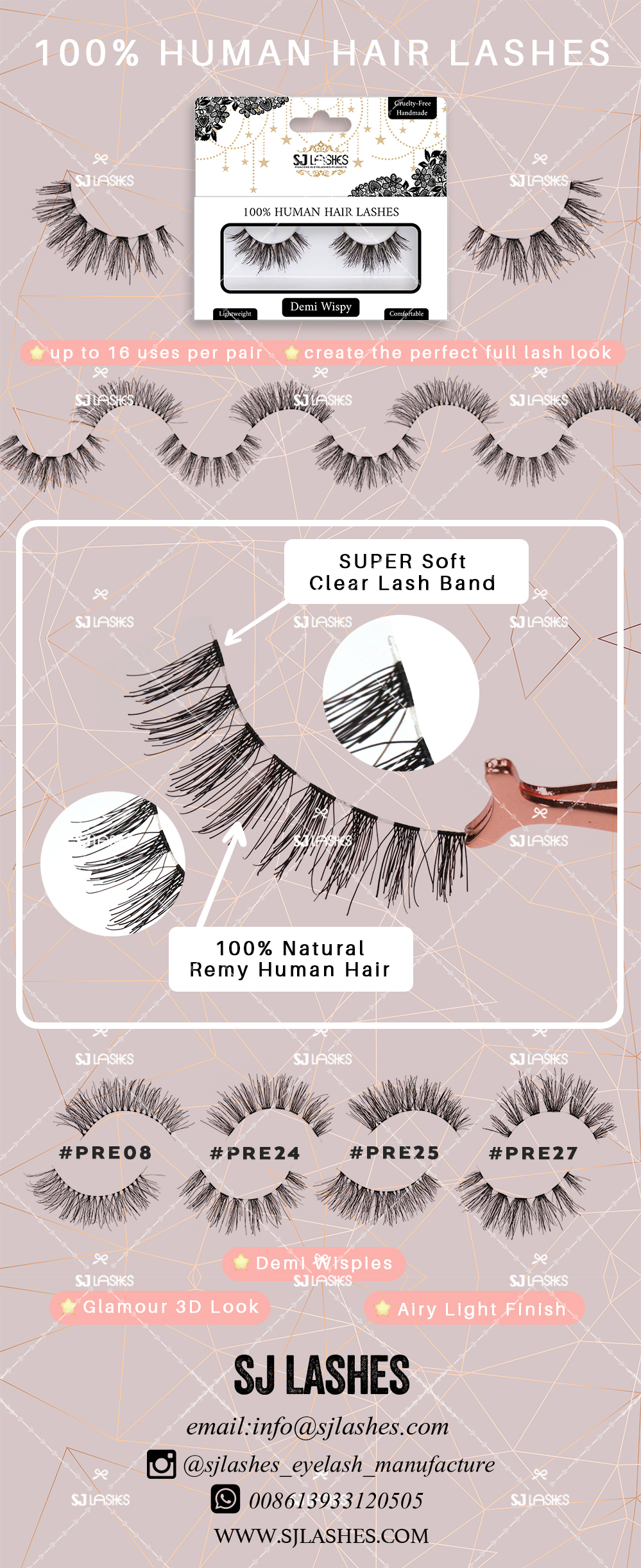 3D Double-Layered Human Hair Lashes with Private Label Option