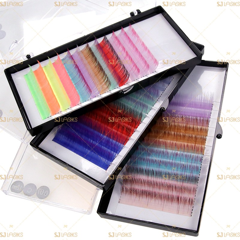 Two-Tone Fluorescent Volume Easy Fanning Colored Lashes