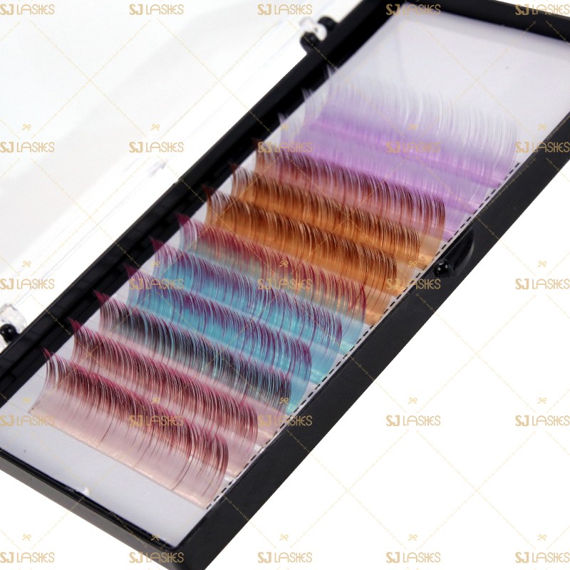 Two-Tone Fluorescent Volume Easy Fanning Colored Lashes