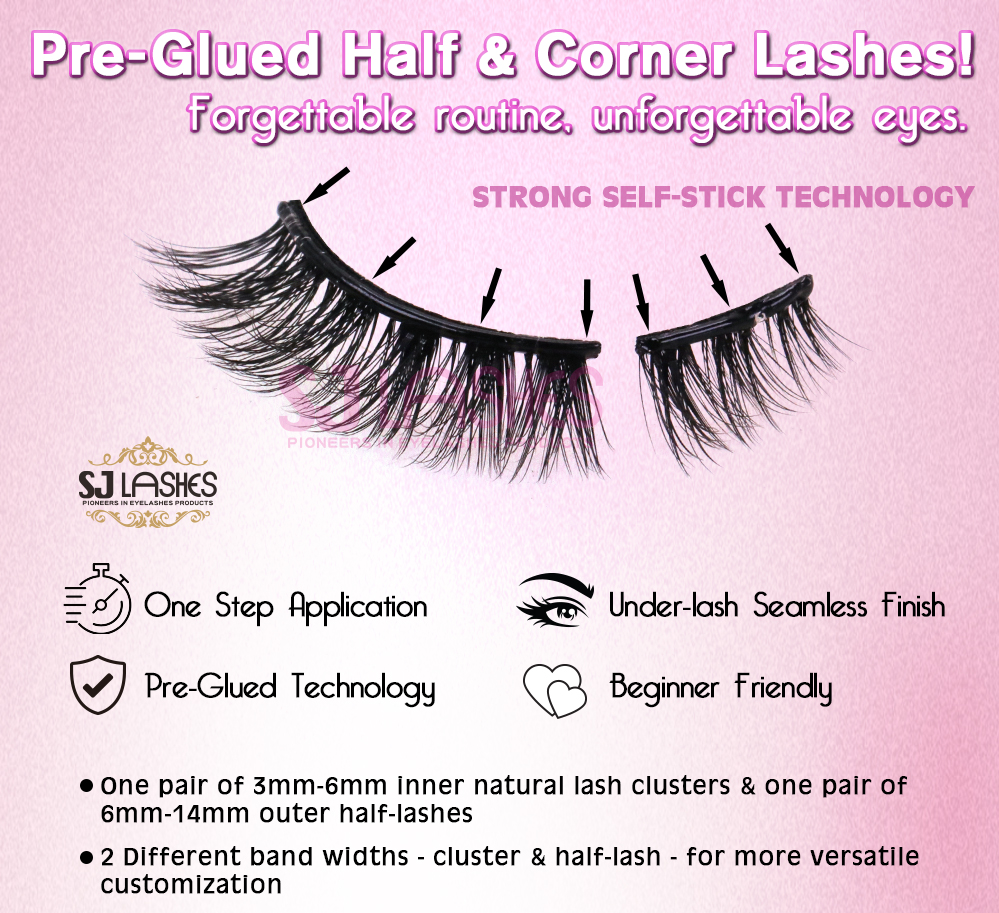 Effortless Beauty in Half the Time: Pre-Glued Half Lashes!