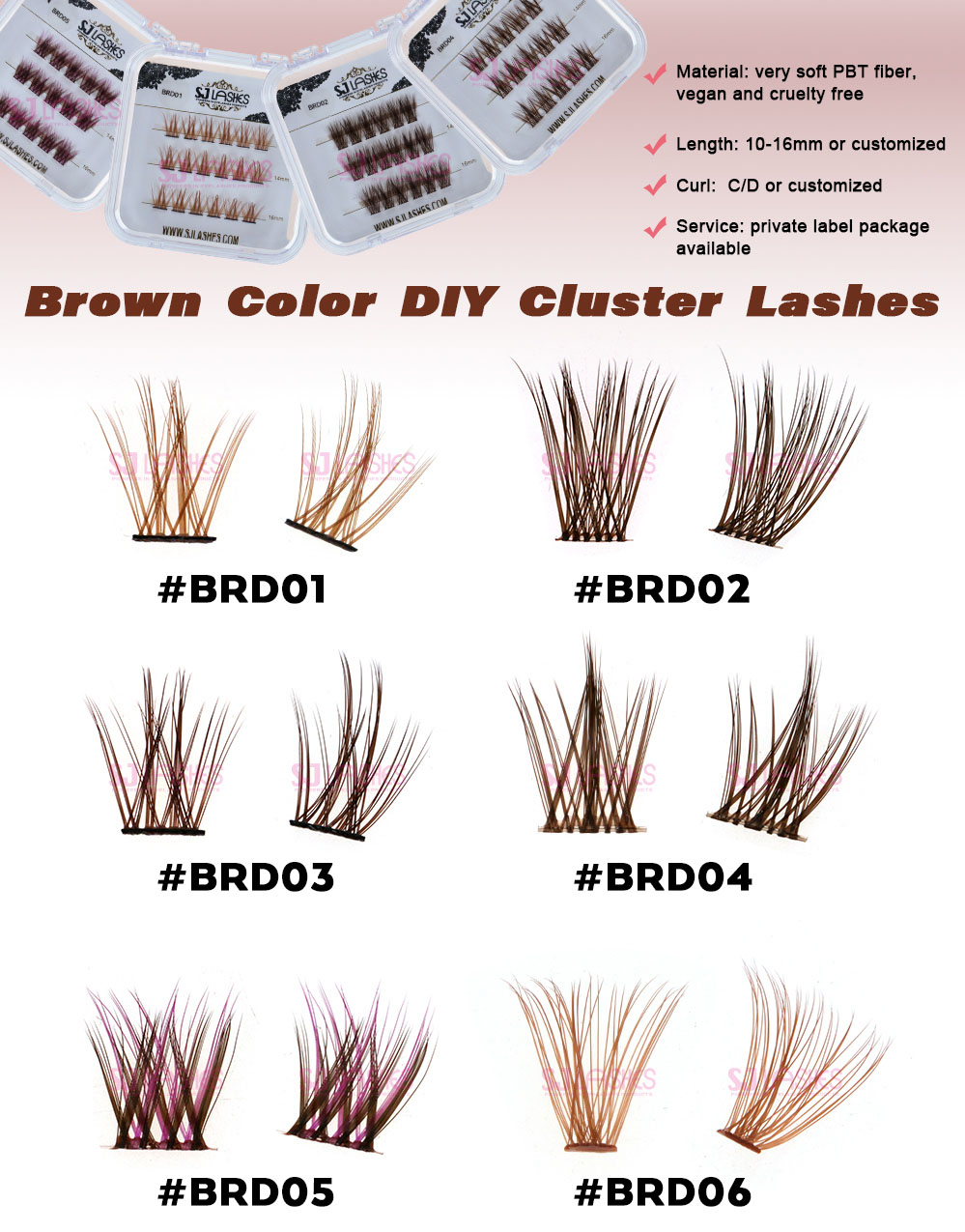 Brown Color DIY Cluster Lashes