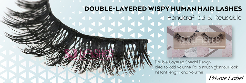 Double-layered Wispy Human Hair Lashes