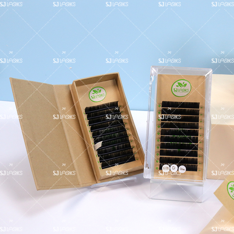 Eco-Friendly Biodegradable Eyelash Extension Box Made of Un-Bleached Natural Brown Kraft Paper Private Label