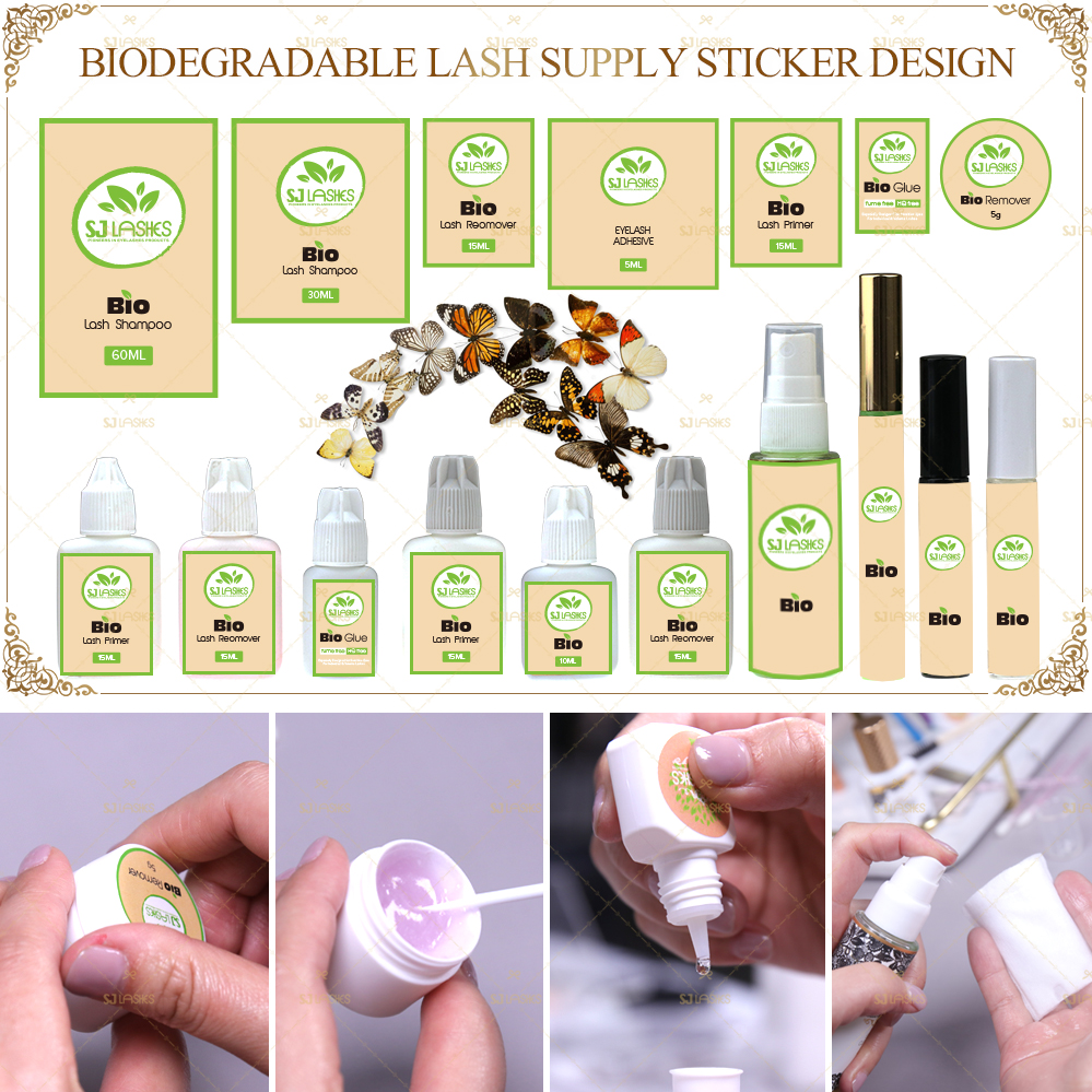 Biodegradable Sticker for Eyelash Extensions Adhesive/Remover/Cleanser/Primer/Shampoo/Coating Sealant Private Label