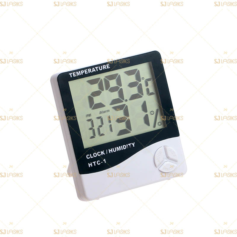 Lash Extensions Hygrometer with Clock &  Alarm - Temperature & Humidity Reading #TGHM01