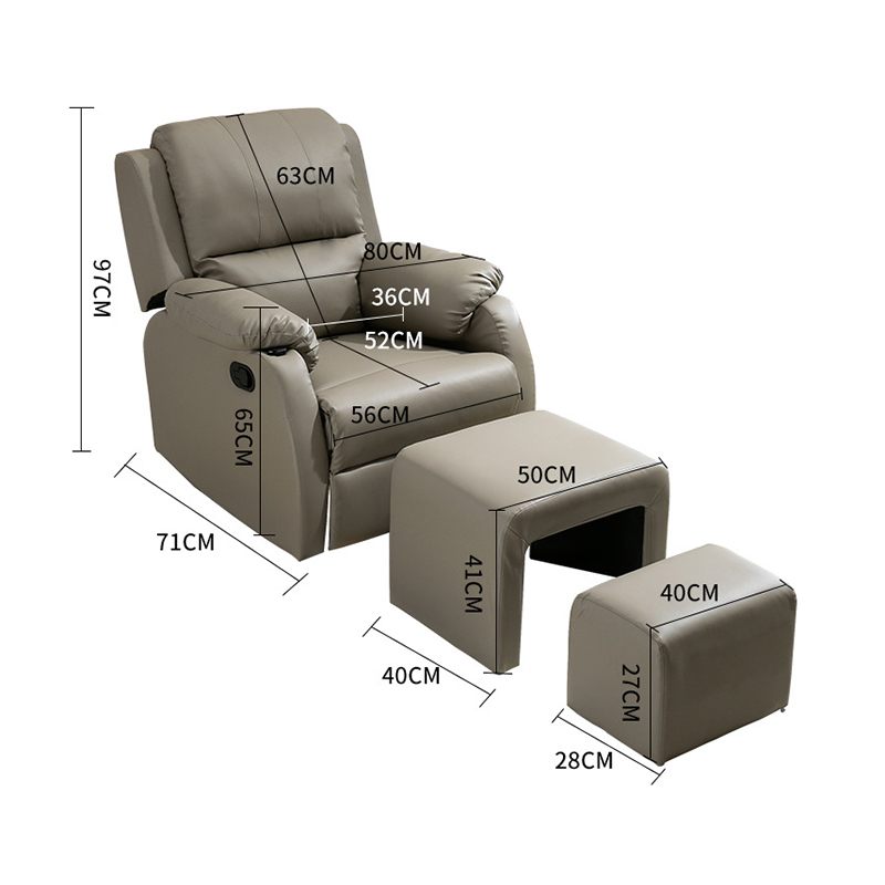 Luxury PU Leather Manaul Push Back Recliner Chair With Foldable Footrest #FPMB02