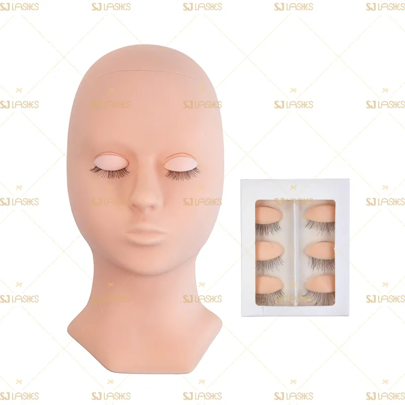 Silicone Mannequin Model Head With Practice False Eyelashes Training Set  #TPMR02