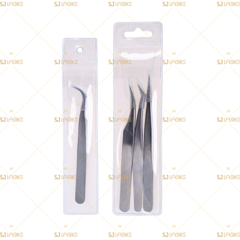 4pcs Classic Stainless Steel Eyelash Extension Tweezers Set