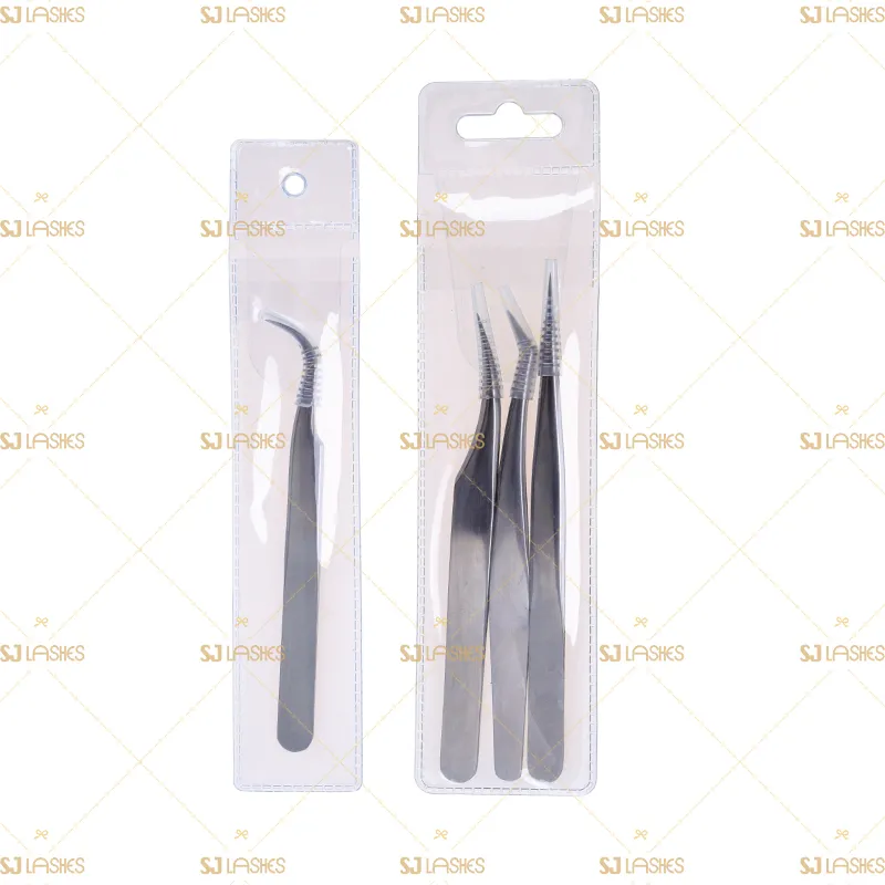 4pcs Classic Stainless Steel Eyelash Extension Tweezers Set