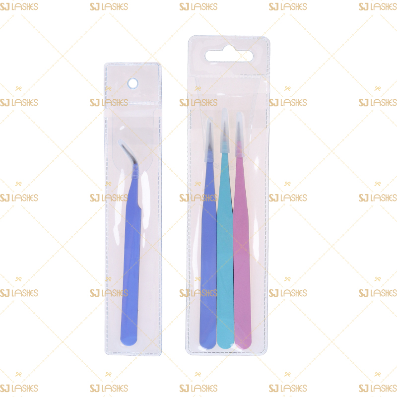 6pcs Colored Eyelash Extension Tweezers Set