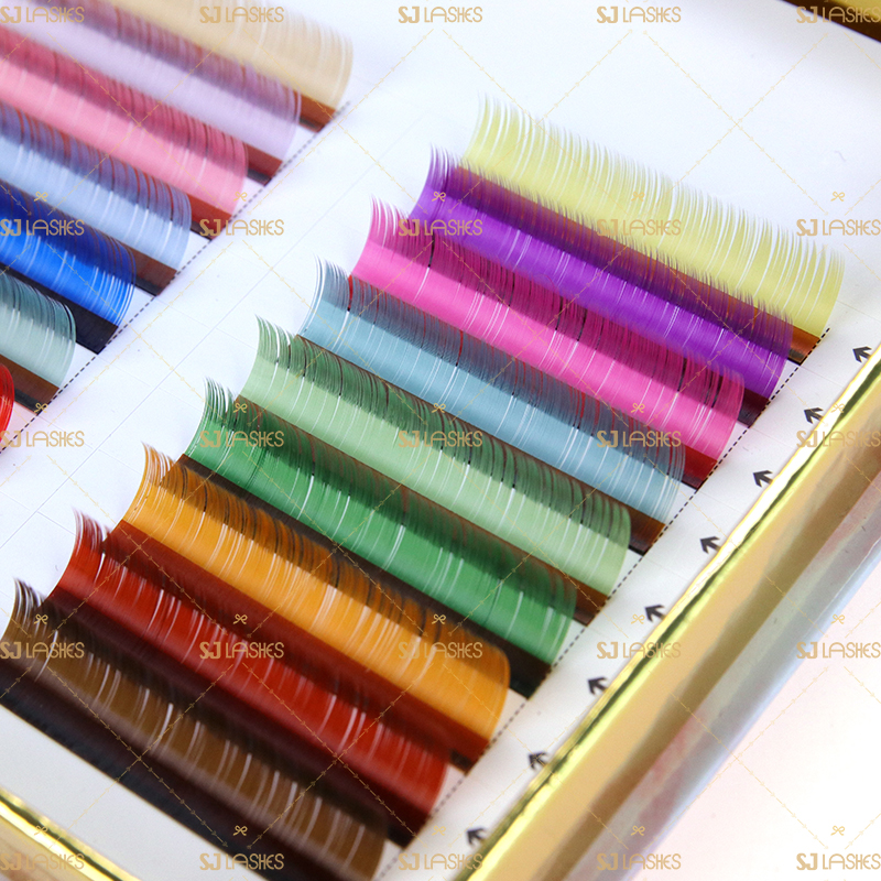 18 Colors Rainbow Lashes Display with Pink Marble Gift Box