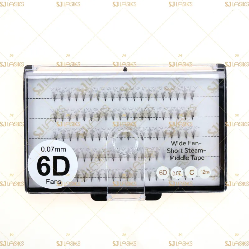 6D Wide Fan Lashes with Short Steam Middle Tape