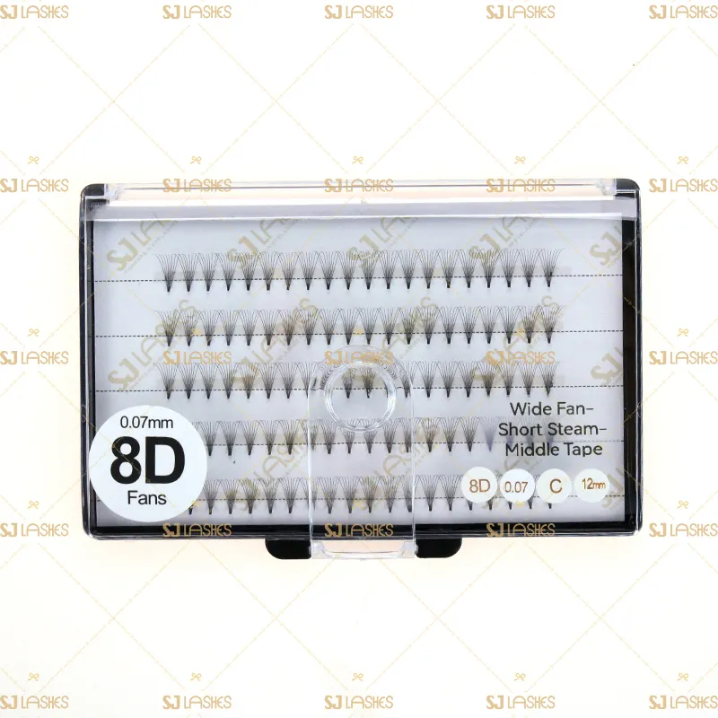8D Wide Fan Lashes with Short Steam Middle Tape