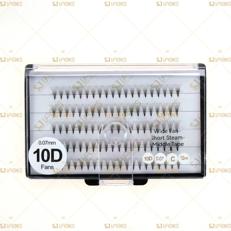 10D Wide Fan Lashes with Short Steam Middle Tape