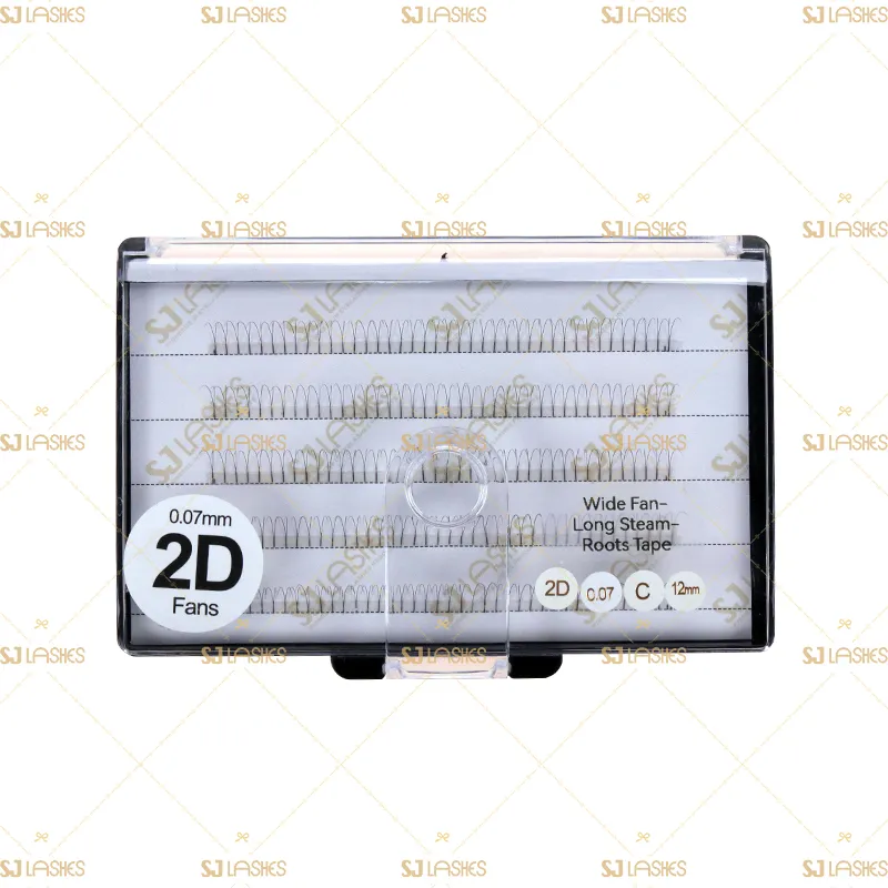 2D Wide Fan Lashes with Long Steam Roots Tape