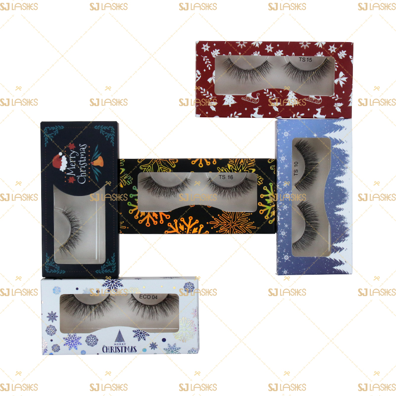 Private Label Christmas Paper Eyelash Box #SJCZ01