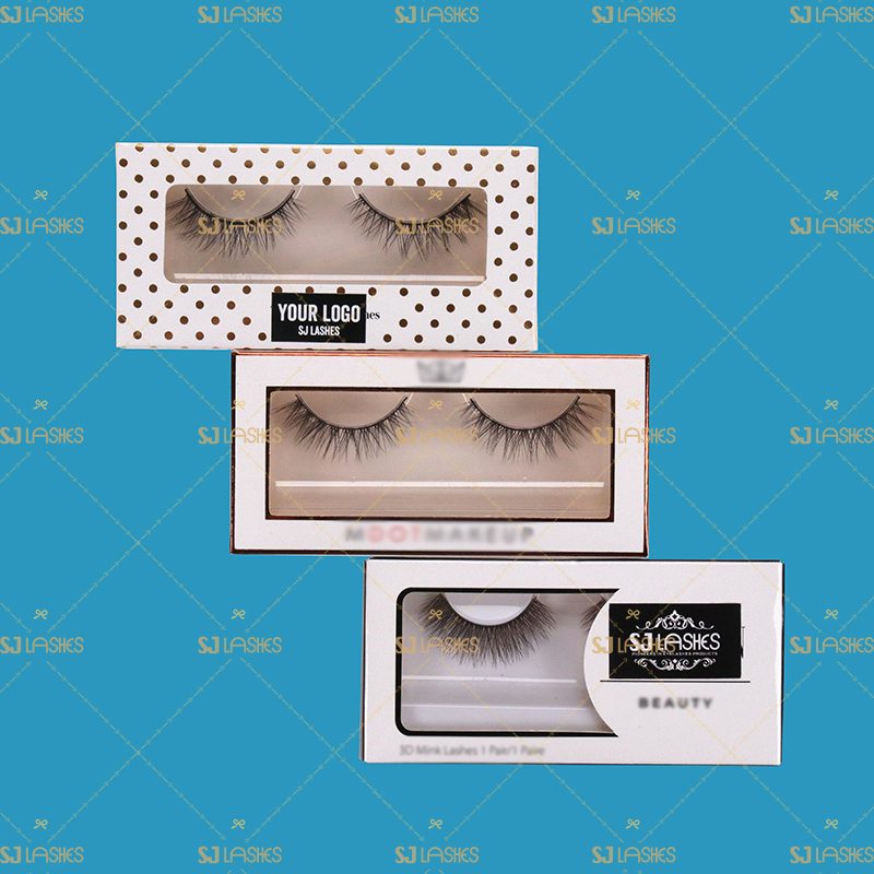 White Theme Private Label Eyelash Paper Box Examples #SJEZ02