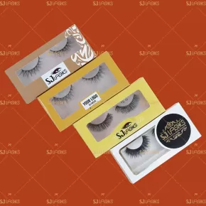 Golden Theme Private Label Eyelash Paper Box Examples #SJEZ05