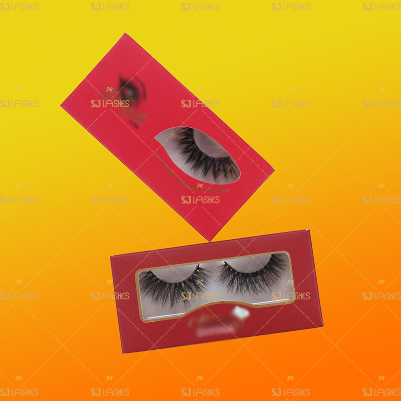 Red Theme Private Label Eyelash Paper Box Examples #SJEZ06