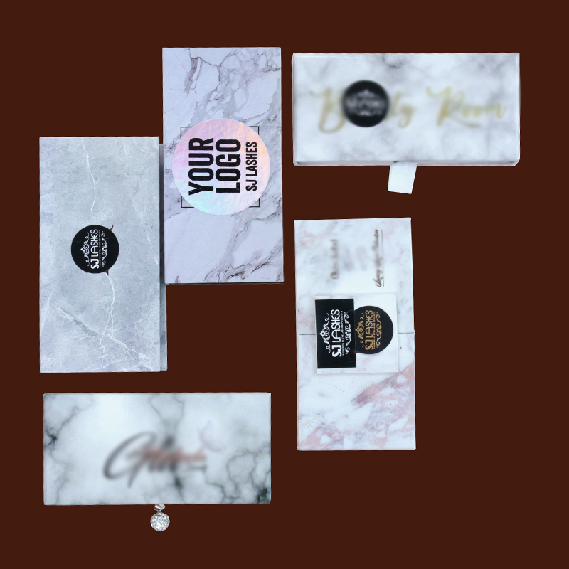 Marble Theme Private Label Eyelash Gift Box Examples #SJEL08