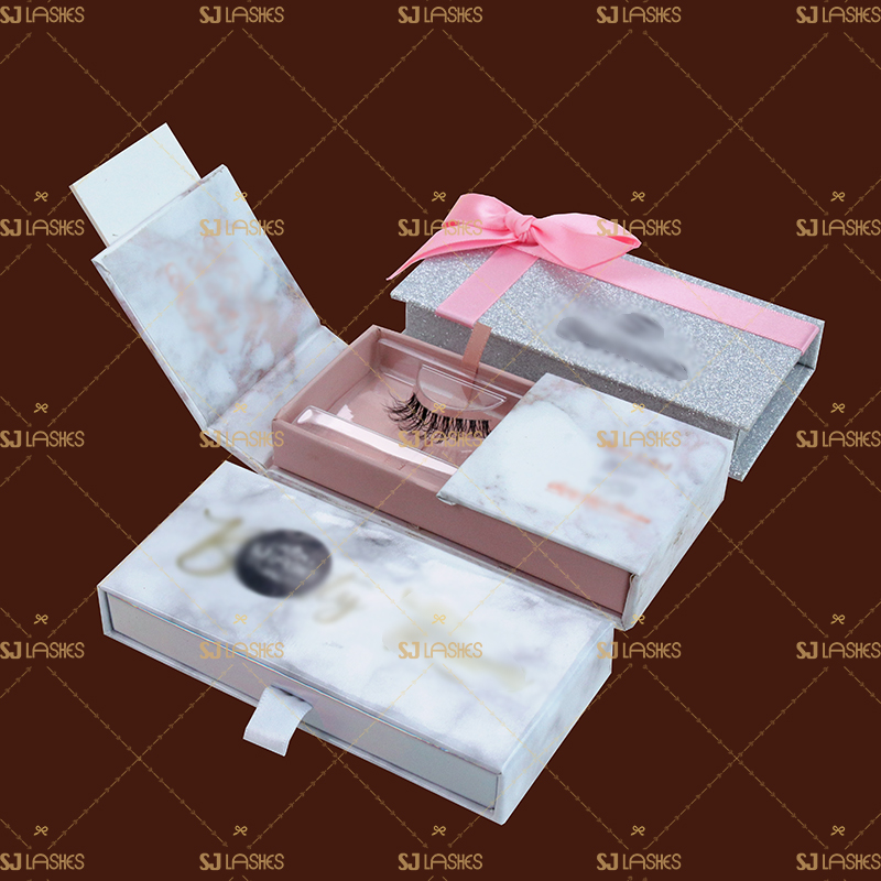 Marble Theme Private Label Eyelash Gift Box Examples #SJEL08