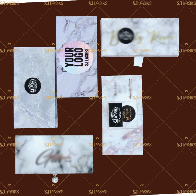 Marble Theme Private Label Eyelash Gift Box Examples #SJEL08