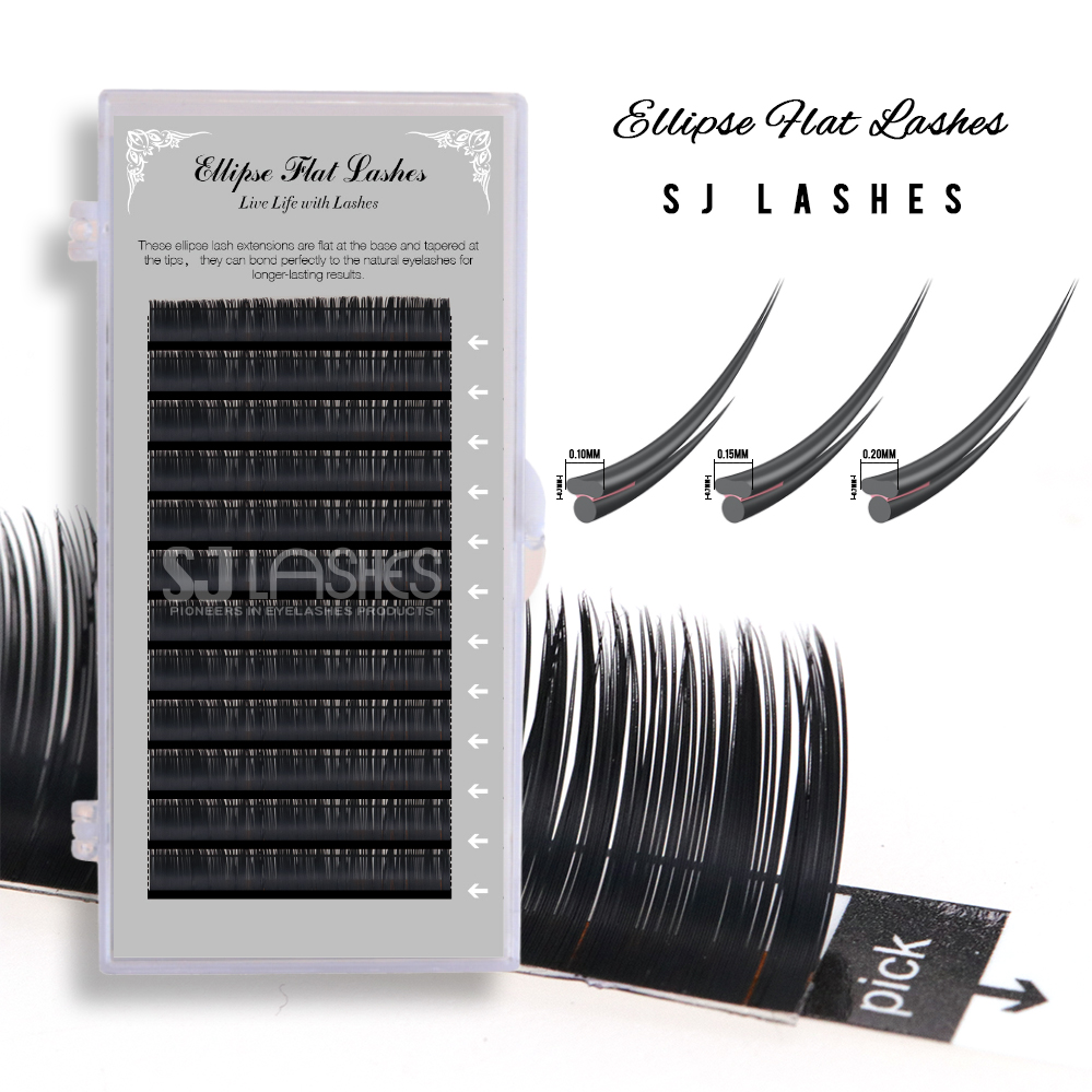 Custom Sliding Box Private Label for .10/.15/.20 Ellipse Flat Lashes with Tips