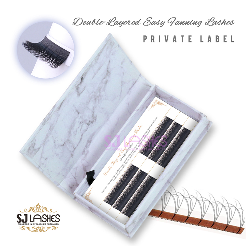 Own Logo Packaging for Double-Layered Easy  Fanned Lashes
