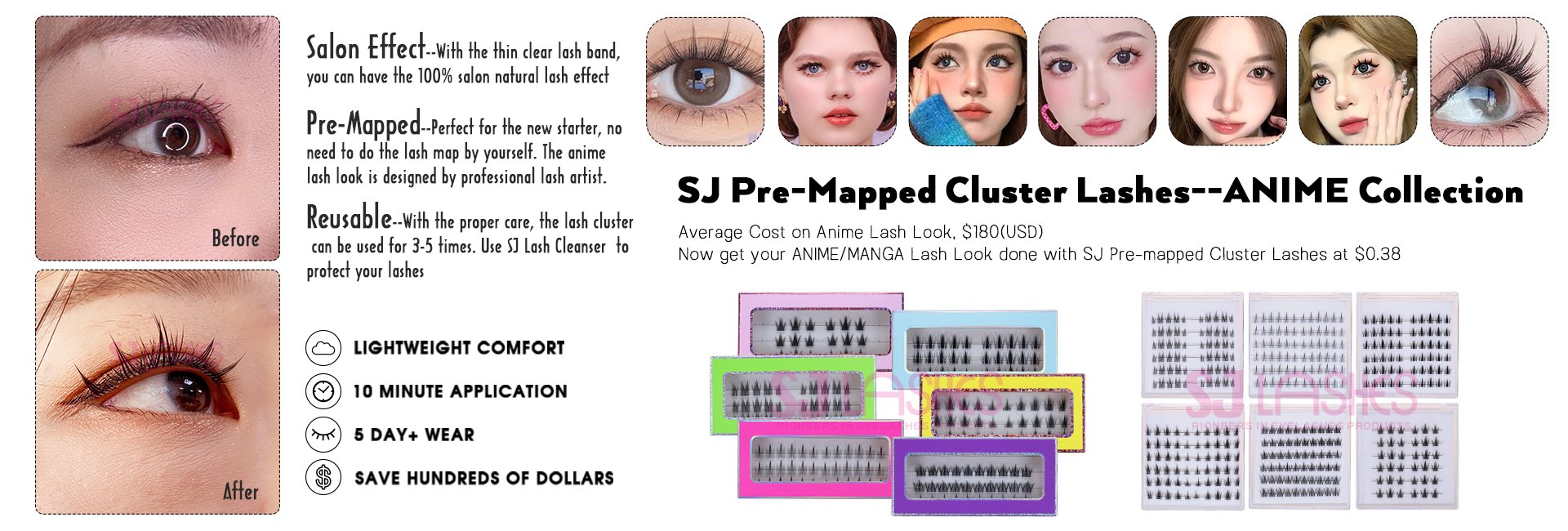 SJ Pre-Mapped Cluster Lashes--ANIME Collection