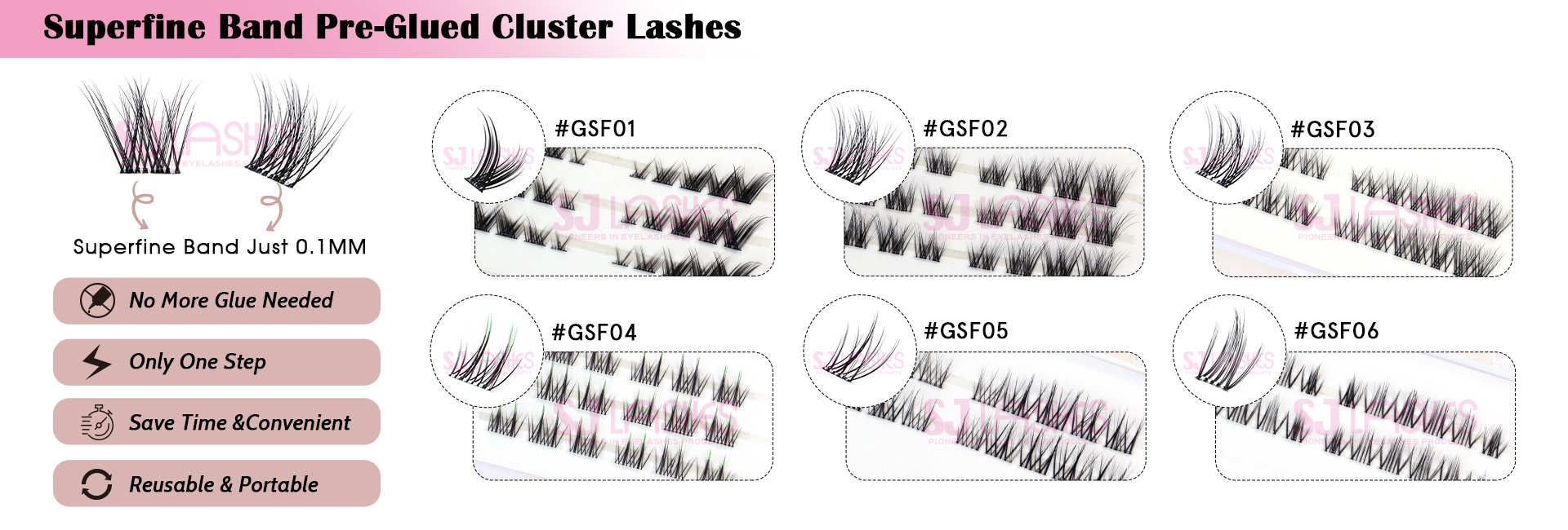 Superfine Band Pre-Glued Cluster Lashes