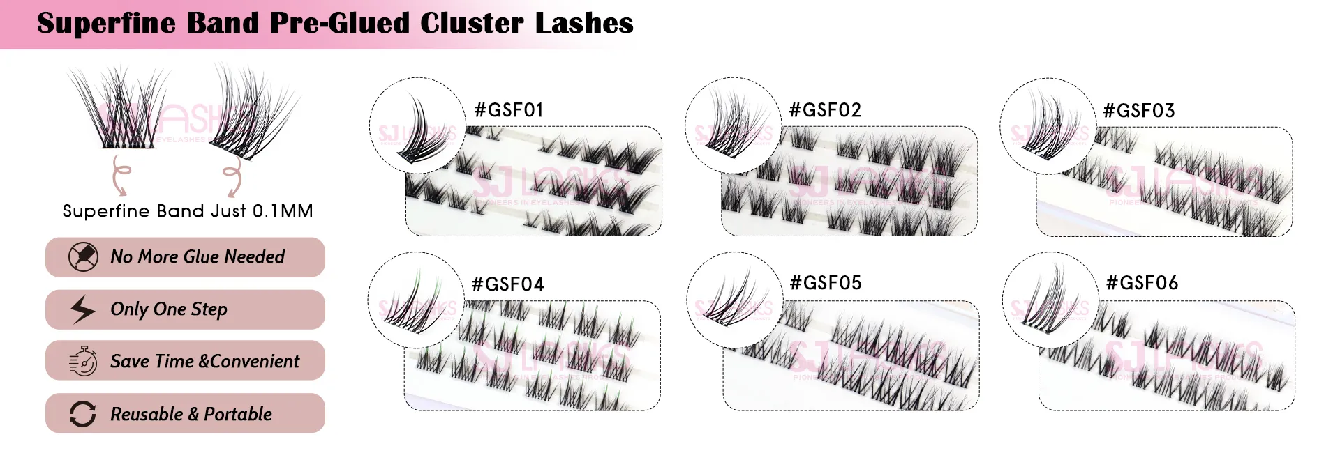 Superfine Band Pre-Glued Cluster Lashes