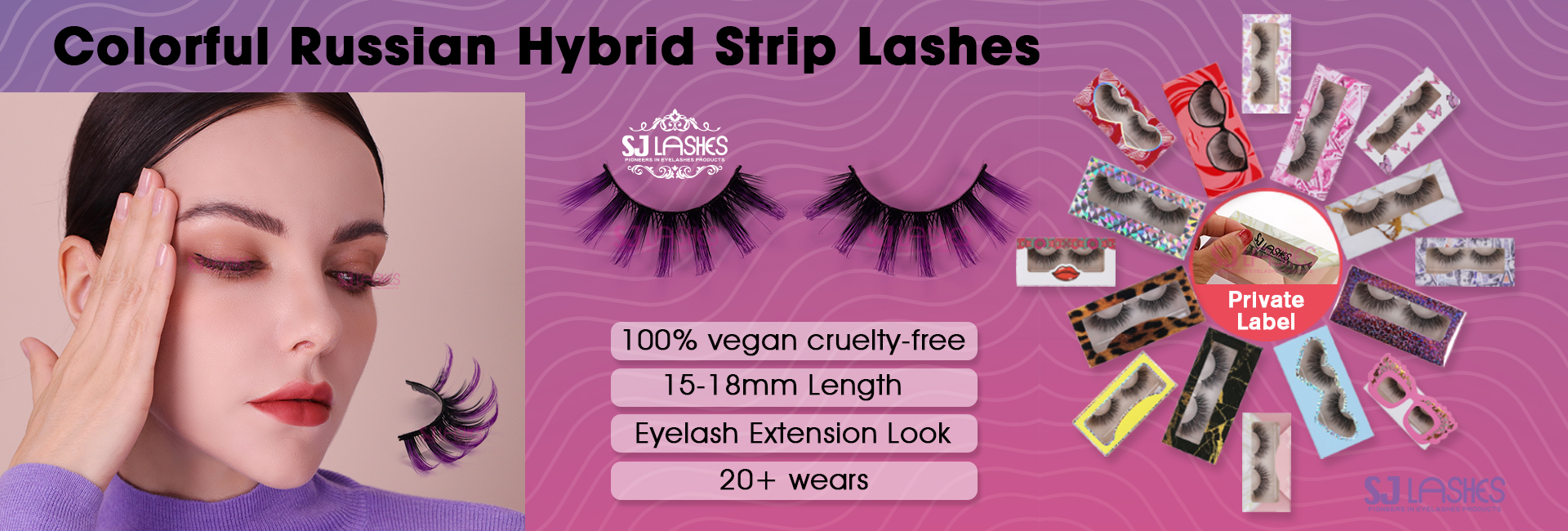 Colorful Russian Hybrid Strip Lashes