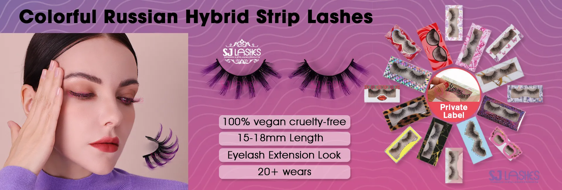 Colorful Russian Hybrid Strip Lashes