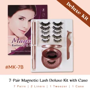SJ LASHES 7-Pair Magnetic Lash Deluxe Kit: 7 Diverse Styles with Dual Liners, Mirror Compact and Tweezer - Premium Deluxe Edition